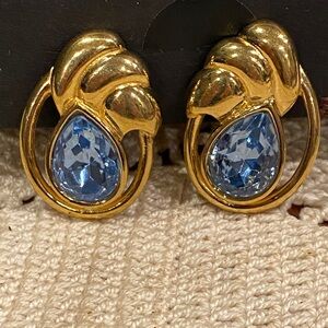 Monet Gold Tone Clip Earrings.